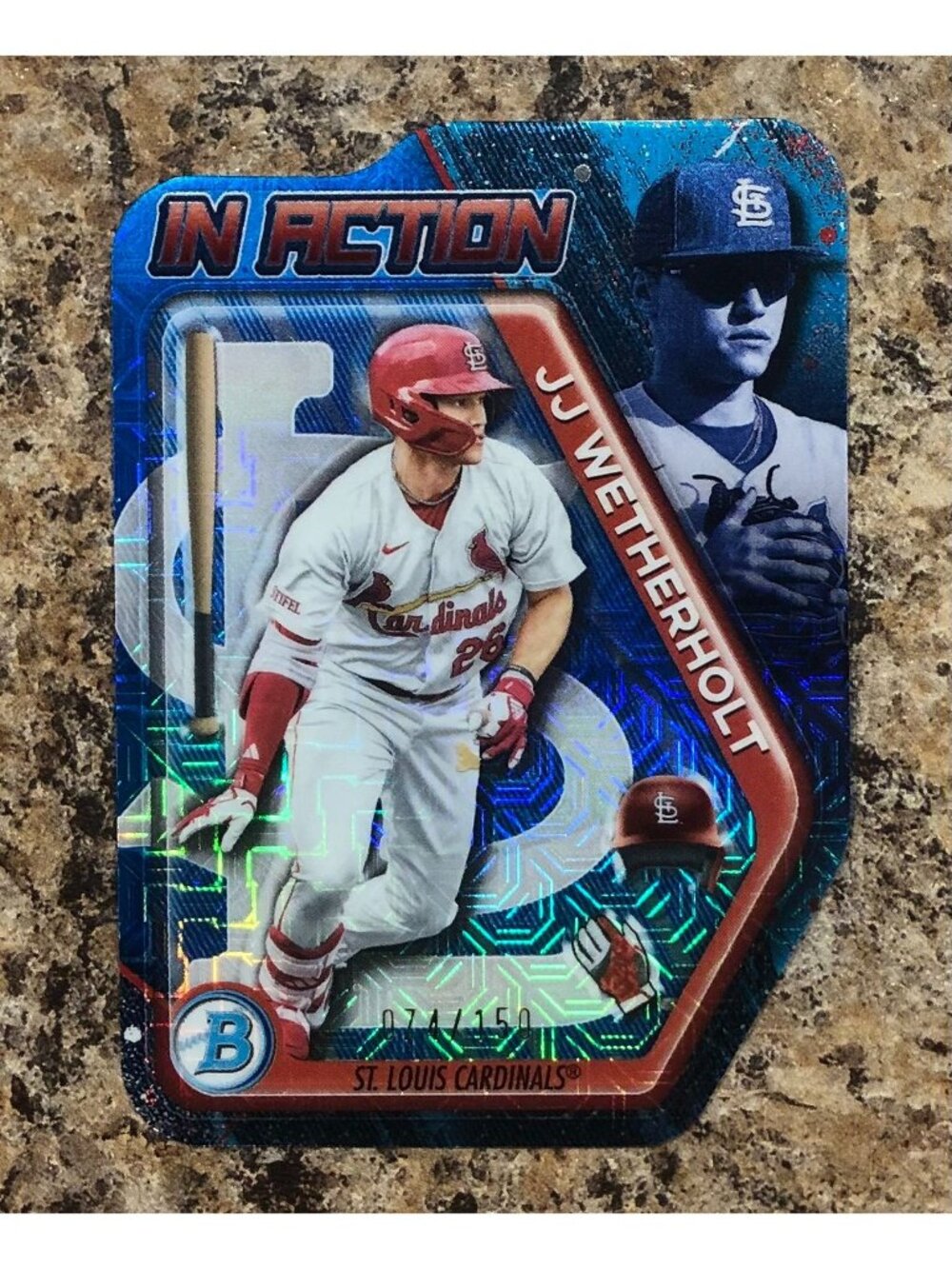 2025 Bowman Draft In Action JJ Wetherholt Blue Mini-Diamond Refractor 76/150